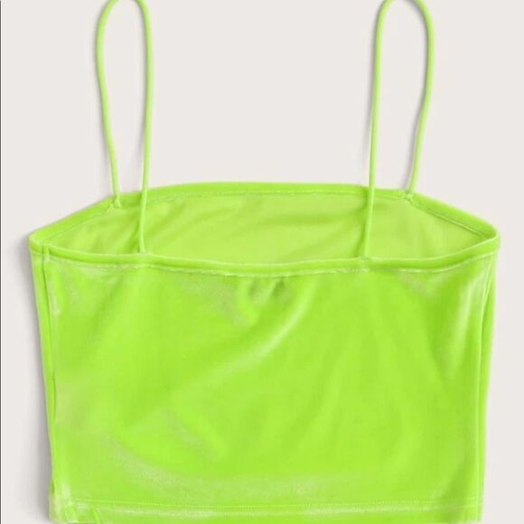 SHEIN | Lime Green Velvet Crop Tank Top Medium - Picture 5 of 7